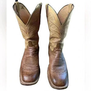 Lucchese Smooth Ostrich Brown 9 1/2 D Square Toe